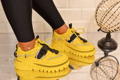Women's Sneakers Yellow Kiara  Made of Ecological Leather and Textile Material