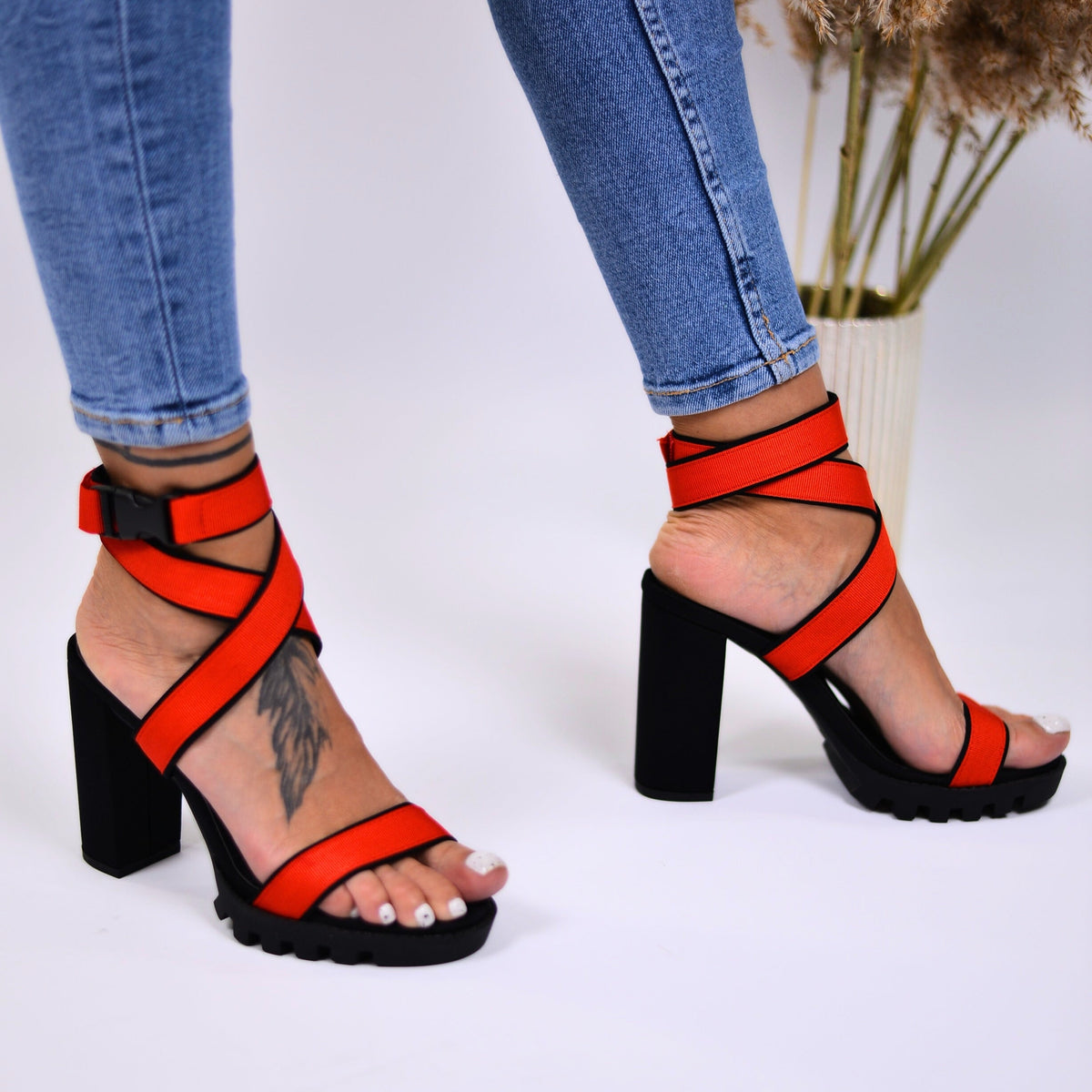 Women's Sandals With Heels, Daxia, Red