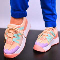 Women's Pink Nude Irina Sneakers Made Of Textile Material And Ecological Leather