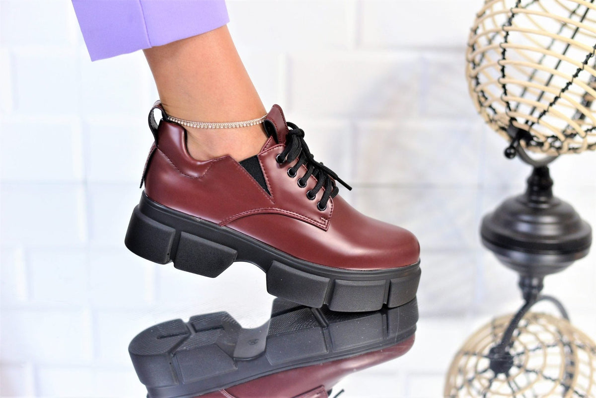 Women's Maroon Agnes Casual Shoes Made Of Ecological Leather