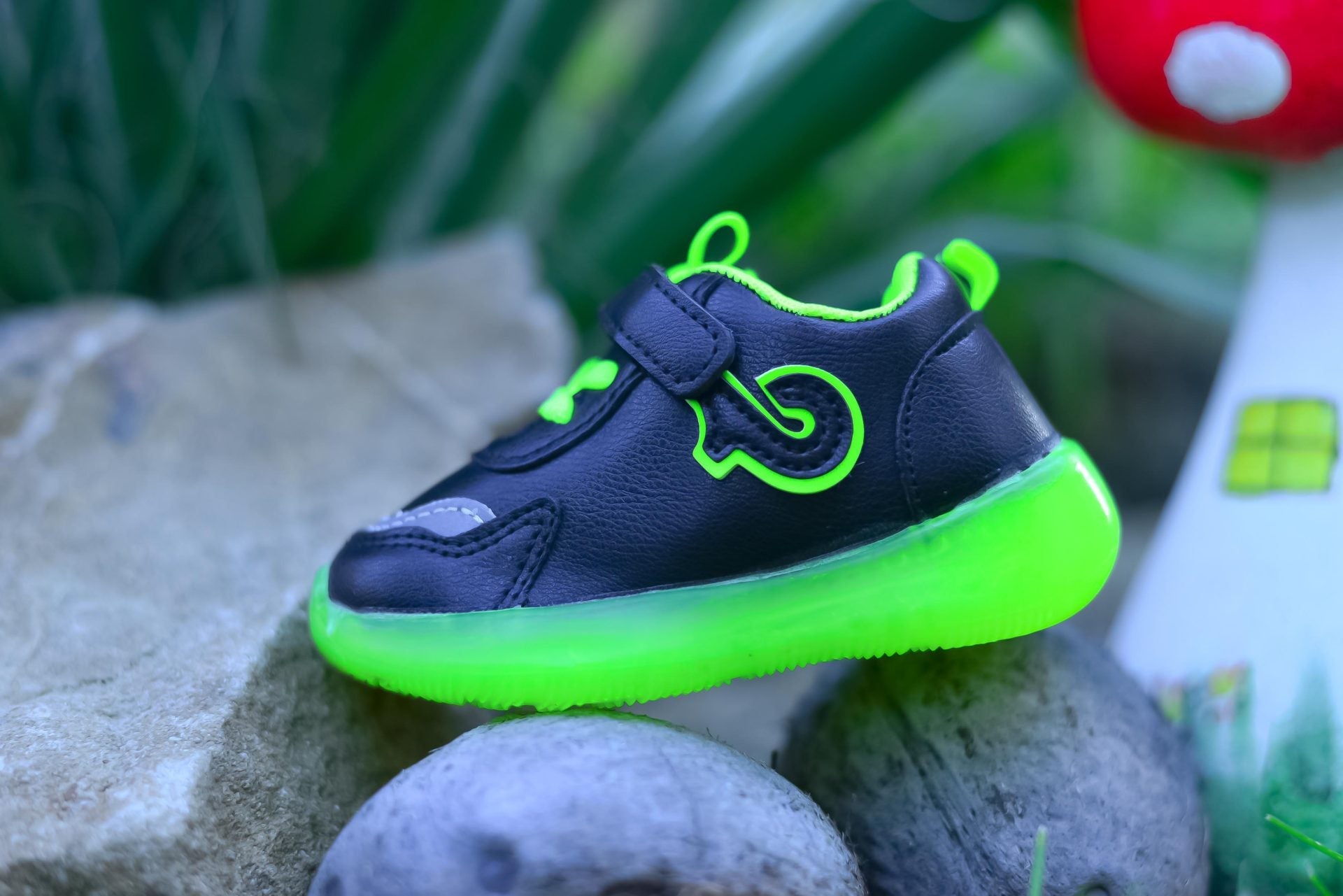Kids Sneakers Led Black Tik-Tok Made of Ecological Leather