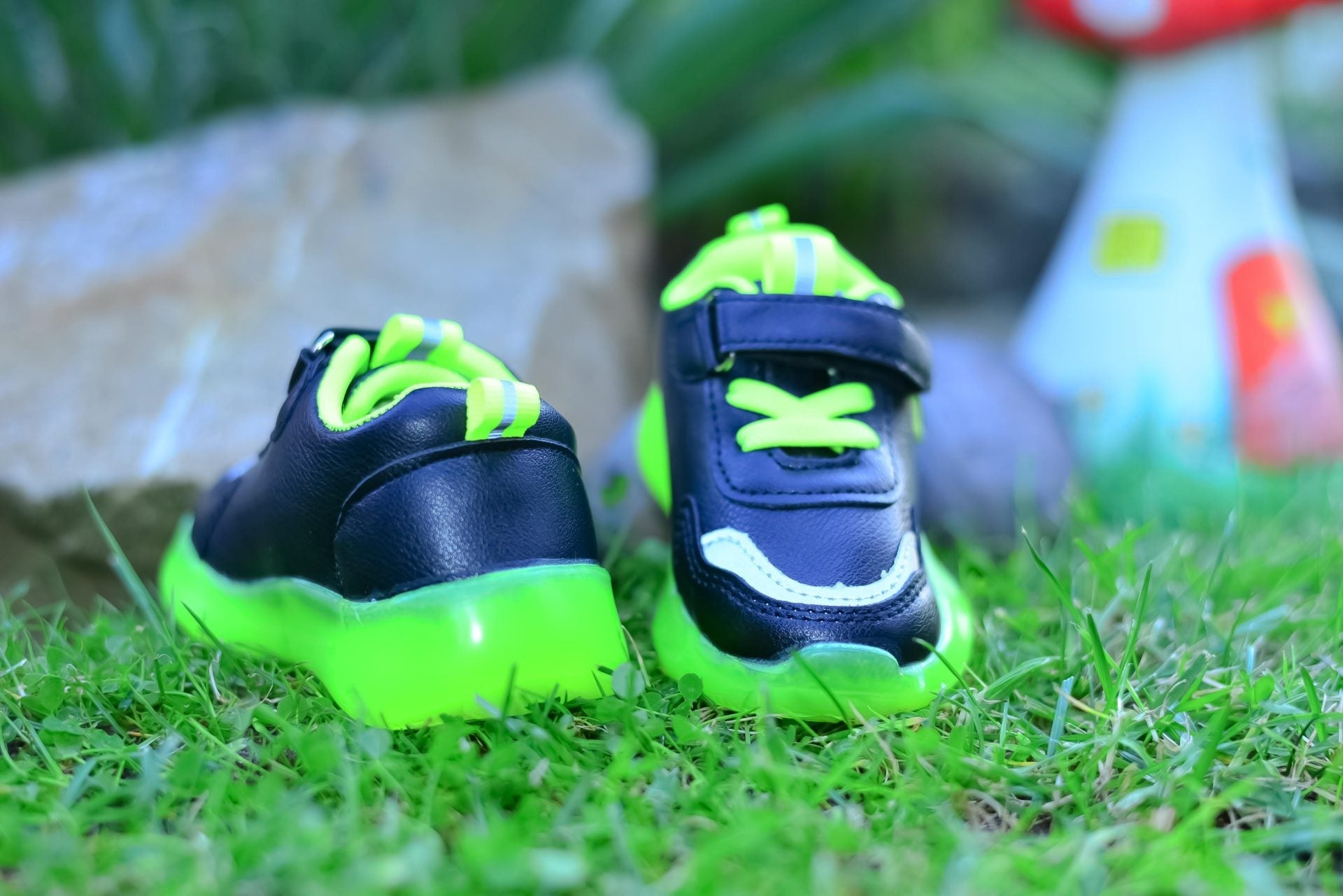 Kids Sneakers Led Black Tik-Tok Made of Ecological Leather