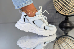 Women's White Cinderella Sneakers Made Of Textile Material