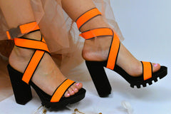 Women's Sandals With Heels, Daxia, Orange