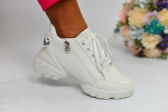 Women's White Fergie Sneakers Made of Ecological Leather
