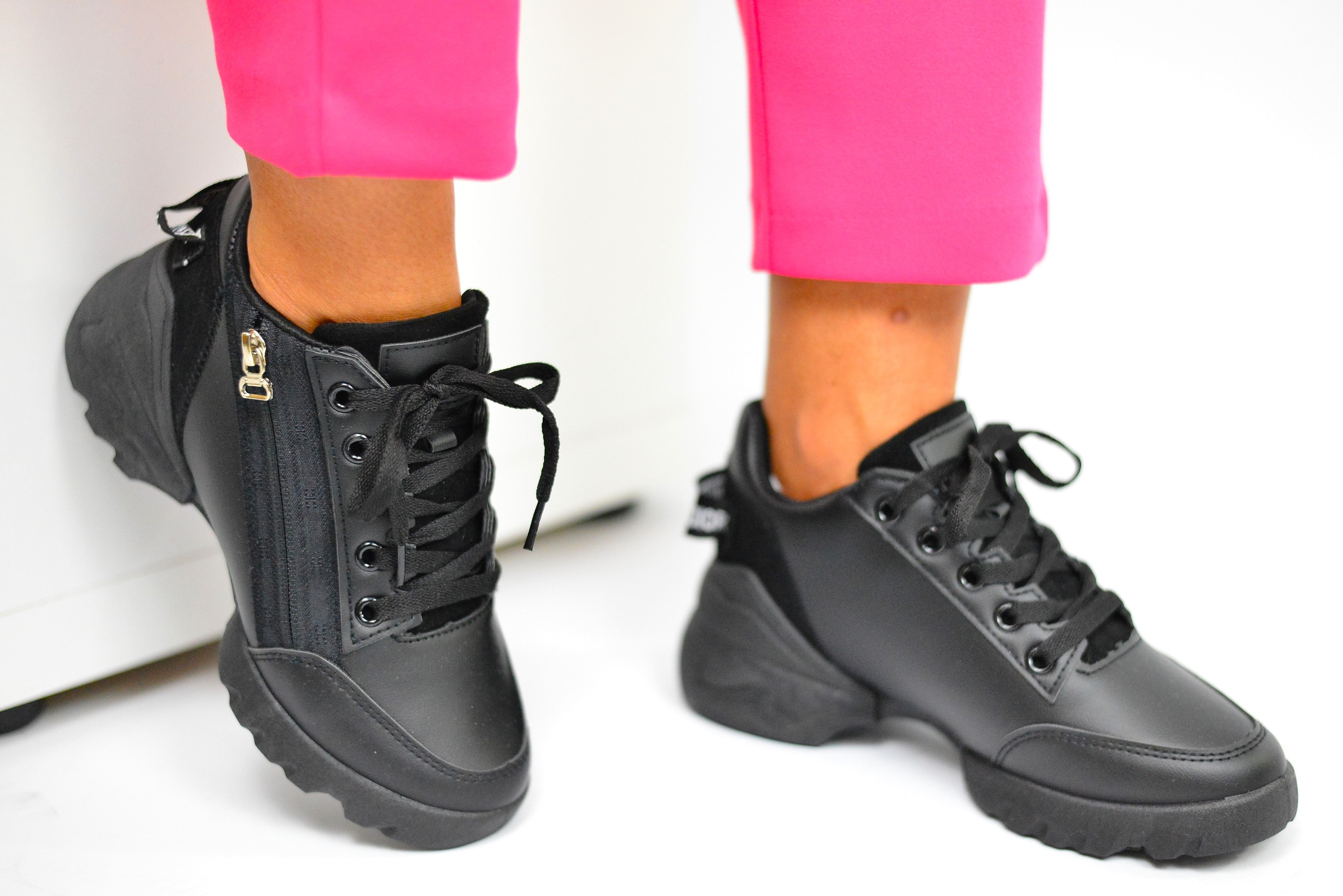 Women's Black Fergie Sneakers Made of Ecological Leather
