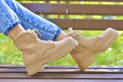 Beige Carmen Women's Boots made of eco-leather