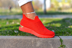 Women's Red Miruna Sneakers Made Of Textile Material