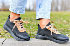 Women's Black Merve Sneakers Shoes Made of Textile Material