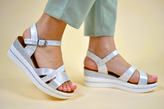 Women's sandals, Miramar, Silver