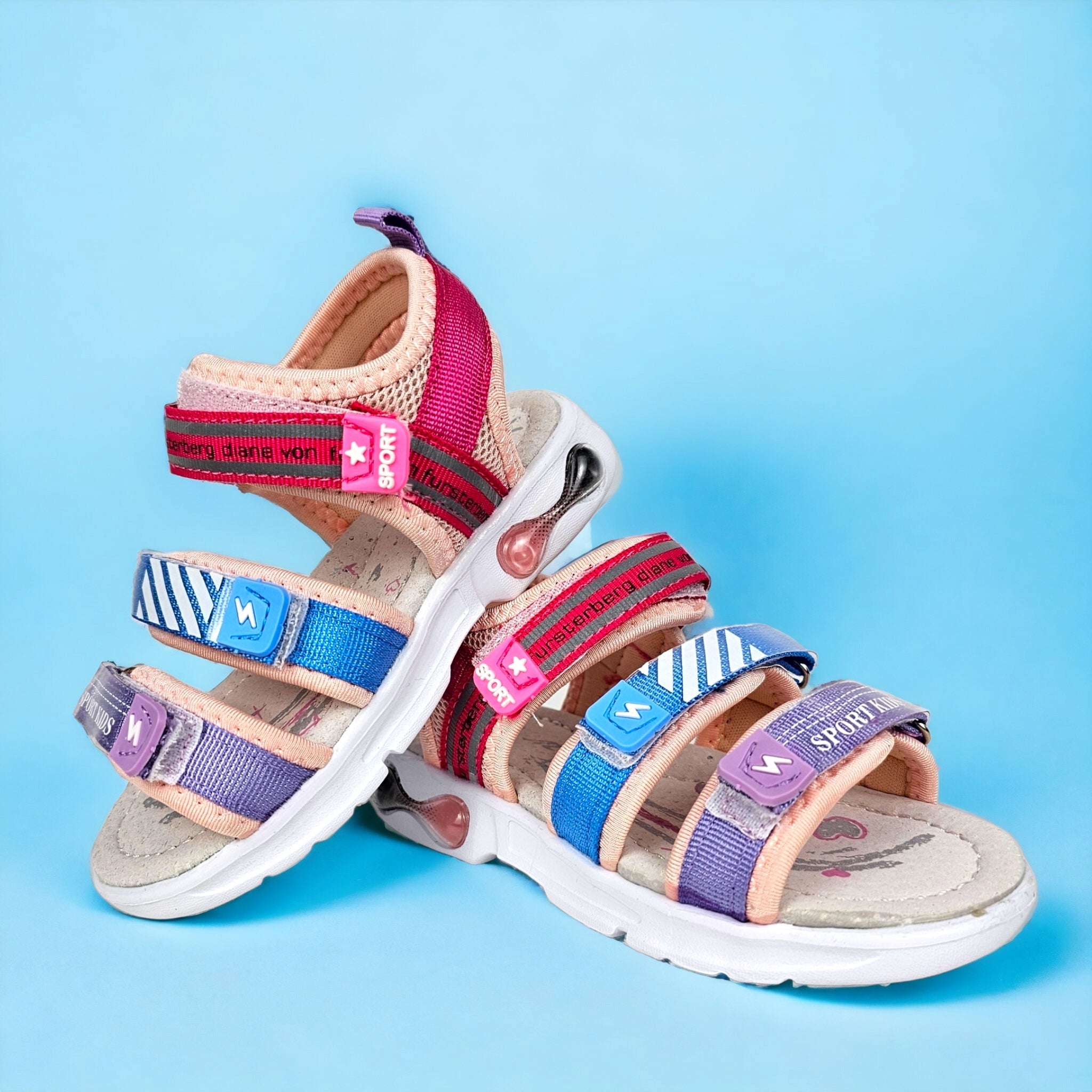 Kids Sandals Marvel  Violet Pink Made of Textile Material and Natural Leather