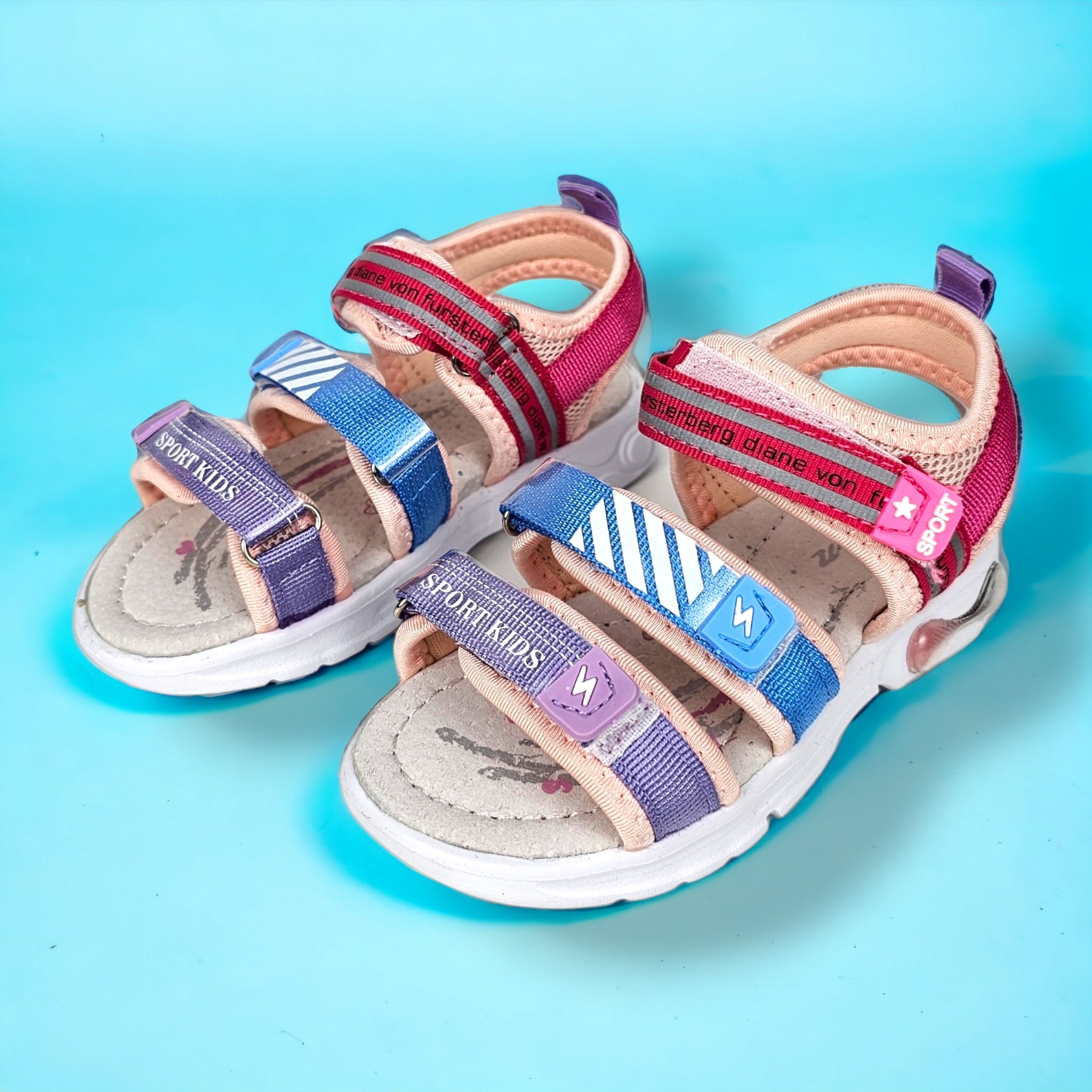 Kids Sandals Marvel  Violet Pink Made of Textile Material and Natural Leather