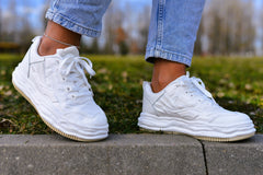 Women's Sneakers White Sporty Made Of Ecological Leather
