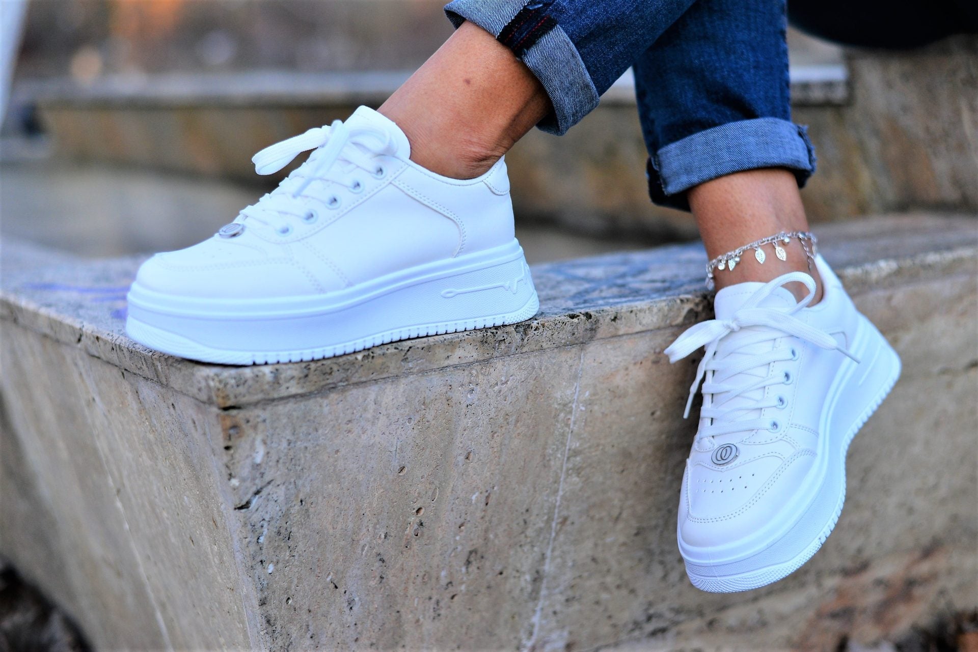 Women's White Elisa Sneakers Made of Ecological Leather