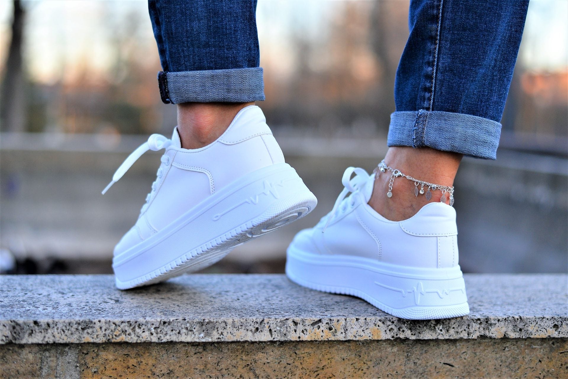 Women's White Elisa Sneakers Made of Ecological Leather