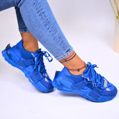 Women's Blue Dolce Sneakers Made Of Ecological Leather And Textile Material