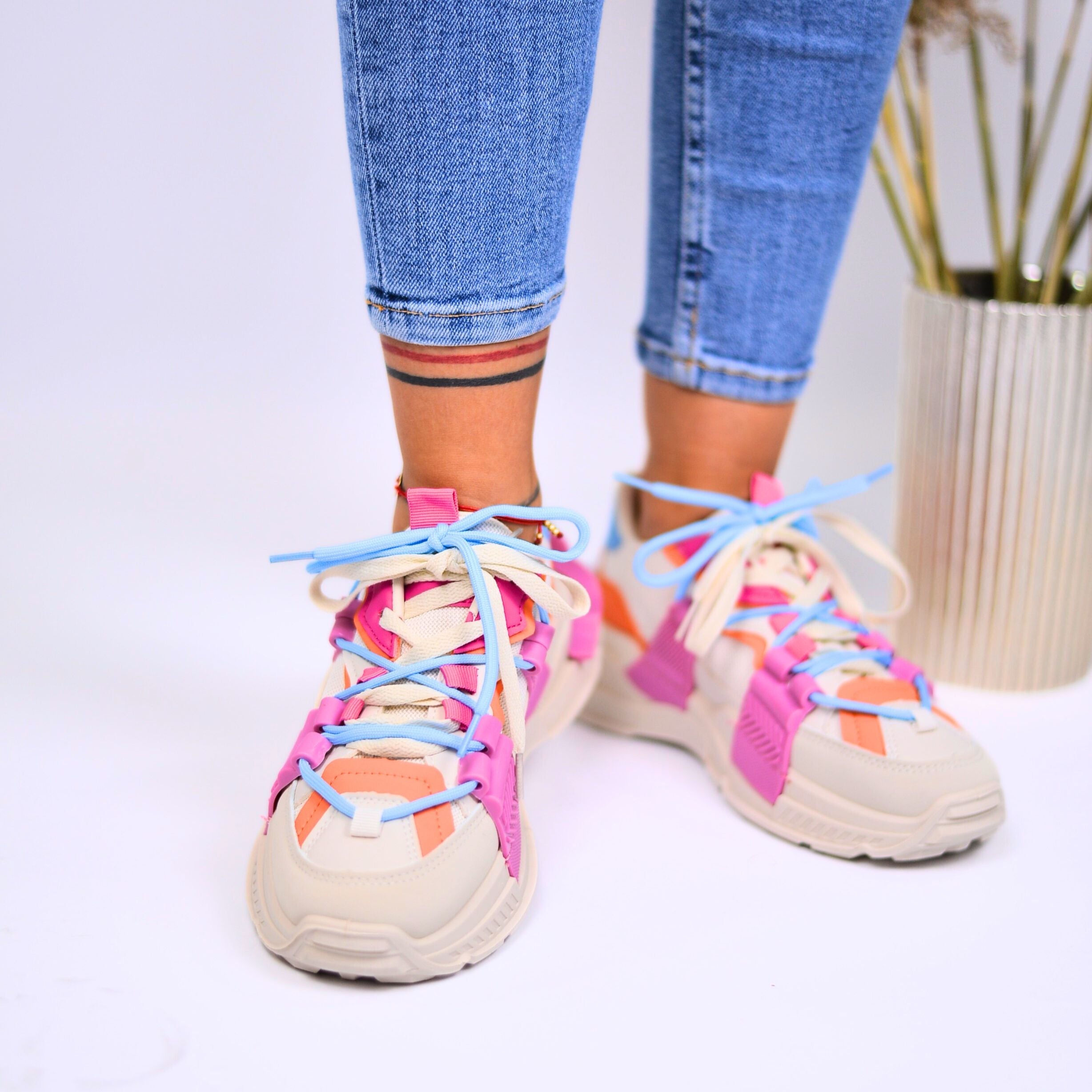 Women's Pink Dolce Sneakers Made Of Ecological Leather And Textile Material