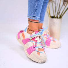 Women's Pink Dolce Sneakers Made Of Ecological Leather And Textile Material