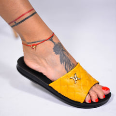 Women's Slippers Dalia Yellow  Made Of Ecological Leather